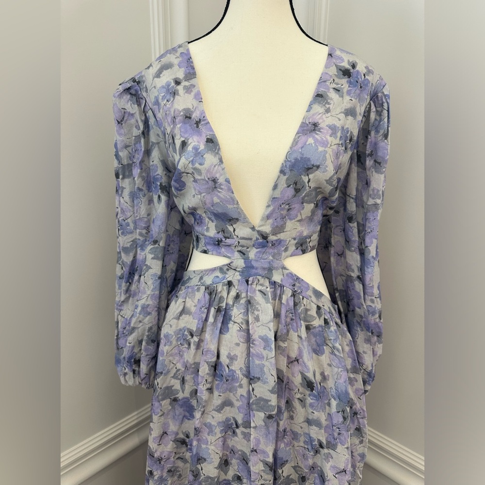 Bardot NWOT Romantic Puff Sleeve Cut Out Floral Maxi Summer Resort Dress (XL) - Picture 6 of 12